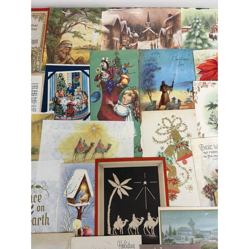 Vintage Retro Christmas Cards Fronts ONLY 1950s 1960s Scrapbooking Crafts 50+